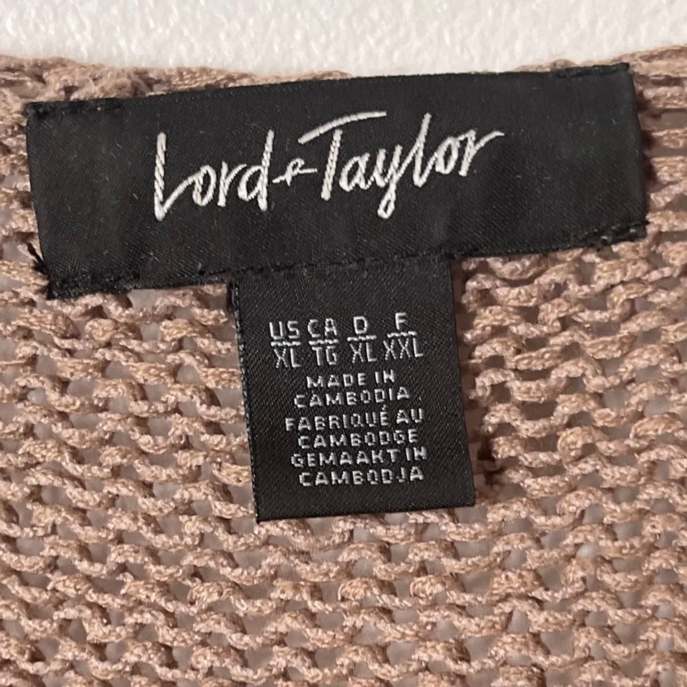 Lord and Taylor Tan Crewneck Knit Cotten Blend Sweater in Sahara Tan XL‎